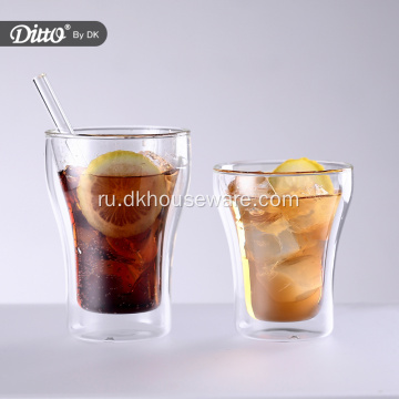 Экологичная многоразовая двойная стеклянная чашка для сока